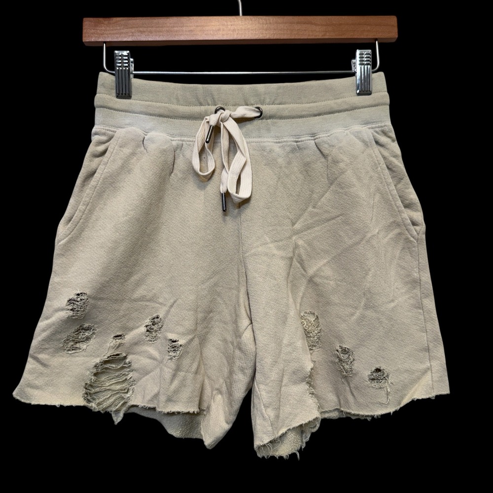 n:philanthropy Women‎ Sweat Shorts XS Tan Distressed Raw Hem Loungewear Edgy